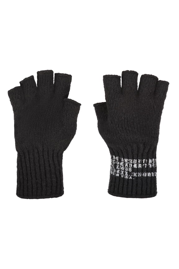 Fingerless Glove Liner with Stamp, 100% Wool, Genuine Issue, One Size, Black
