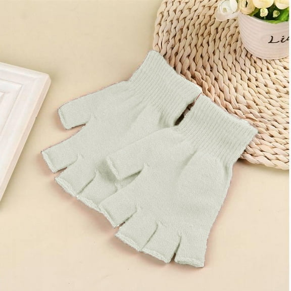 Fingerless Gloves For Men Women Alpaca Driving Gloves White One Size