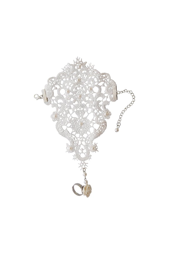 Fingerless Gloves Gothic Short Gloves for Prom Dress up Clubwear White