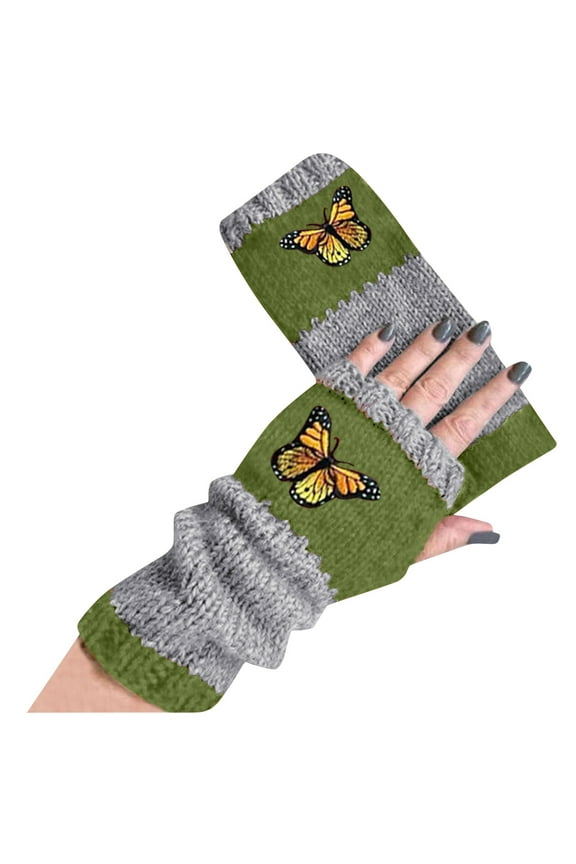 Fingerless Gloves Men Winter Fashion Windproof Cotton Running Cycling Touch Screen Cozy Mens Mittens Green