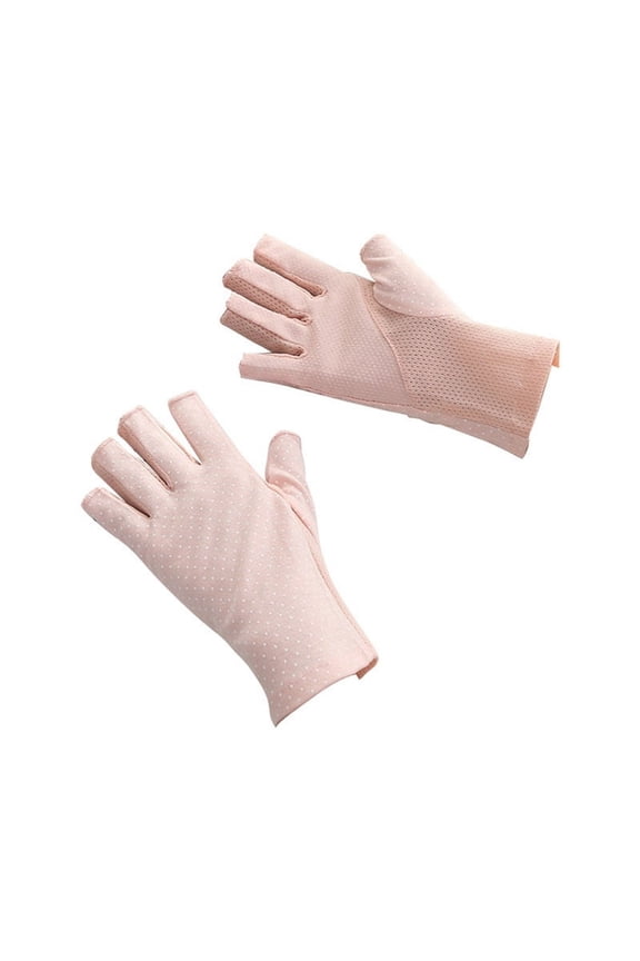 Fingerless Gloves Non Slip UV Protection Driving Summer Outdoor for Women and Leather Pink