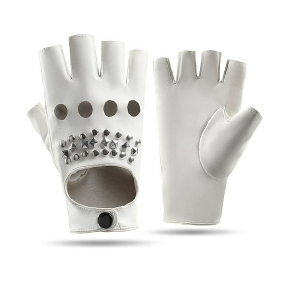 Fingerless Gloves PU Faux Leather Goth Cosplay Costume Punk Halloween Performance for Women