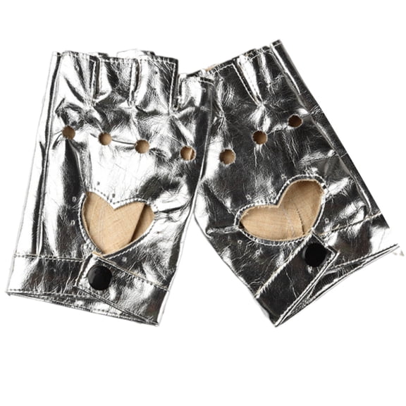 Fingerless Gloves Punk Aesthetic Embellishments PU Construction Nightclub Fashion