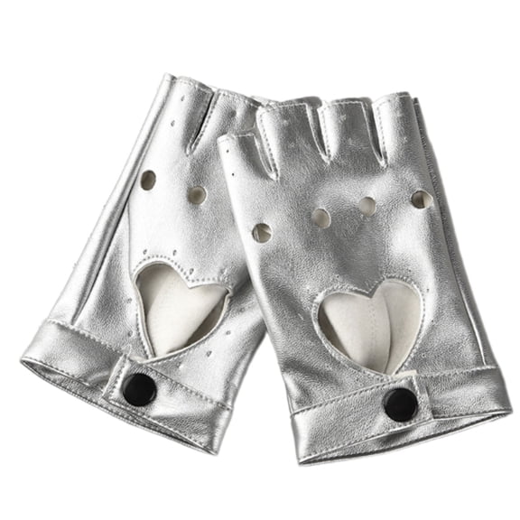 Fingerless Gloves Punk Aesthetic Embellishments PU Construction Nightclub Fashion