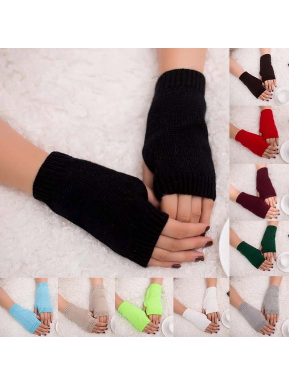 Fingerless Gloves Soft Arm Warmers Flexible Typing Gloves White One Size