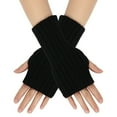 thumbnail image 1 of Fingerless Gloves Women Man Stretchy Knitted Gloves Thumb Hole Mittens Wrist Length Arm Warmers Black, 1 of 2