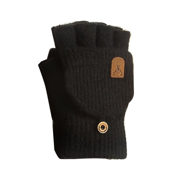 Fingerless Gloves for Students with Cover Cuff Mittens Knitted Writing Gloves Thick Hand Warmers Half Finger Gloves