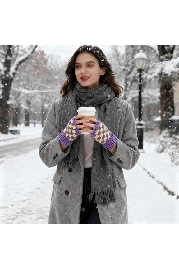 Fingerless Gloves for Women, Half Finger Winter Warm Knitted Gloves for Typing, Driving, Outdoor Activities