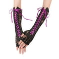 thumbnail image 1 of Fingerless Gloves for Women Soft Lace Knitted Cold Weather Fleece Fall Fashion Must Have Womens Mittens Purple, 1 of 6