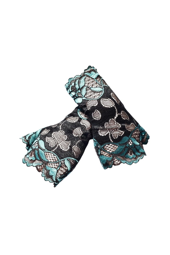 Fingerless Gloves for Women, Women Lace Gloves Cuffs Floral Short Lace Half Finger Gloves for sports Matching Driving Costume Green