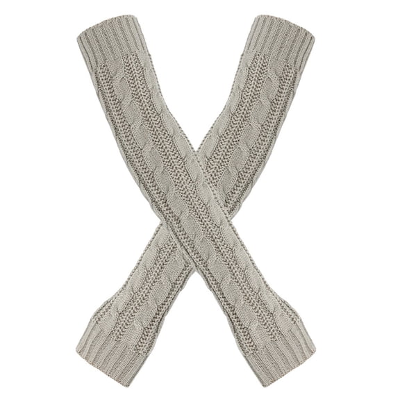 Fingerless Knit Arm Sleeves, Long Knit Sleeve Covers, Warm Wrist Warmers, Fashion Fingerless Gloves, Thickened Knitted Arm Warmers for Women and Men Grey