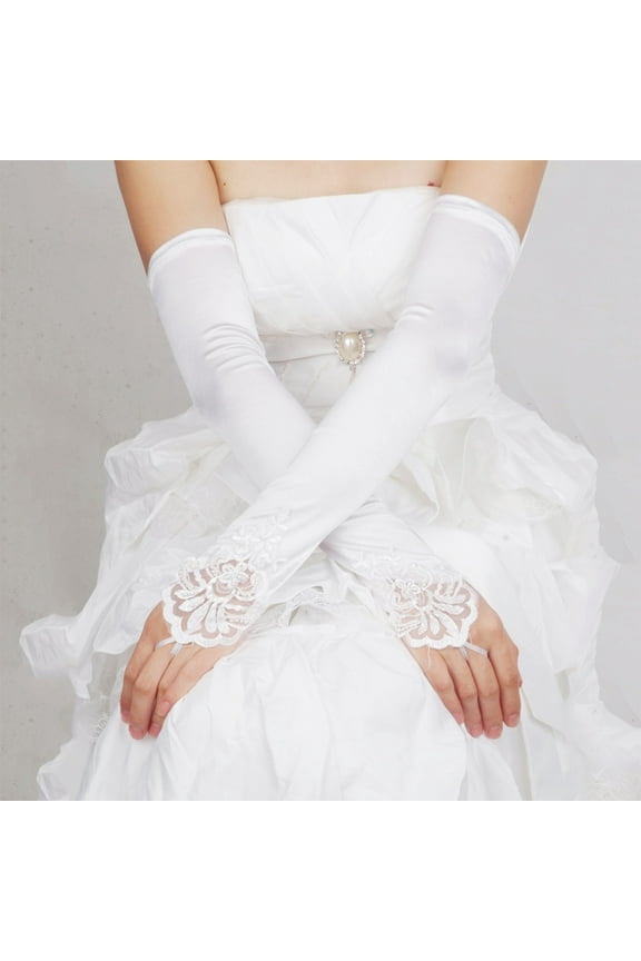 Fingerless Long Red Gloves Pierced Elbow Length Satin Gloves Stretchy Opera Evening Party 1920s Gloves For Women Gloves Mittens Convertible Gloves Mittens Women Cold Weather Women Gloves Mitten Gloves