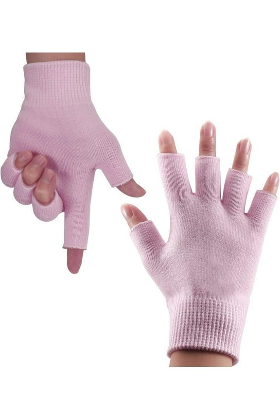 Fingerless Moisturizing Gloves for Dry Hand - Silicone Gel Infused Lotion Spa Glove for Eczema Hand Skin Care Overnight Treatment | Healing Repair Cracked Finger Aloe Moisturizer Gloves for Men Women