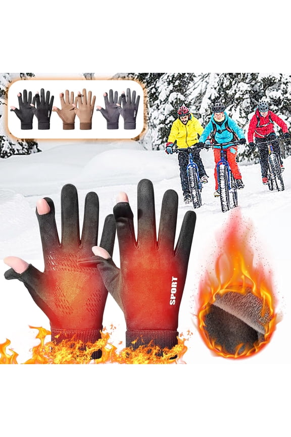 Fingerless Polar Fleece Anti-Slip Outdoor Gloves - Warm Windproof Gloves for Driving, Cycling & Cold Weather - Fleece-Lined Comfortable Gloves for Outdoor Activities & Daily Commutes, Khaki