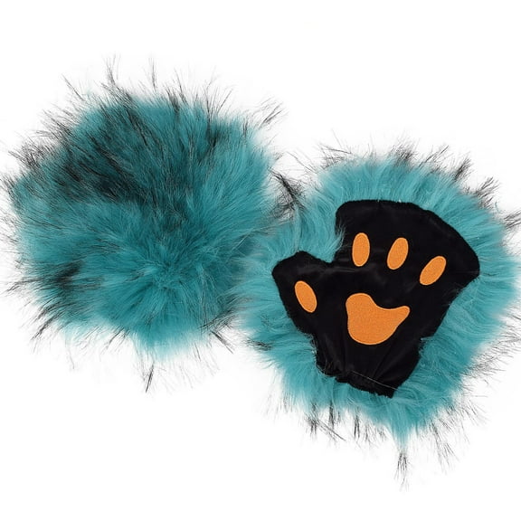 Fingerless Wolf Paw Gloves, Stretchy Furry Faux Fur Animal Fox Cat Paws Gloves Halloween Cosplay Costume