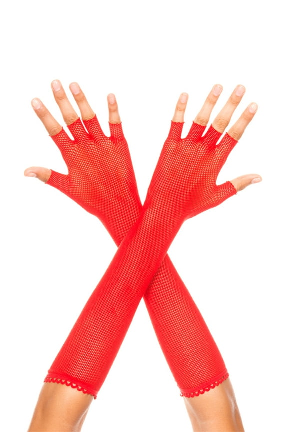 Fingerless fishnet warmer 412-RED