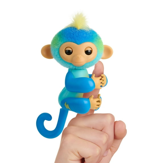 Fingerlings 2023 NEW Interactive MMF7 Baby Monkey Reacts to Touch - 70+ Sounds & Reactions - Leo (Blue)