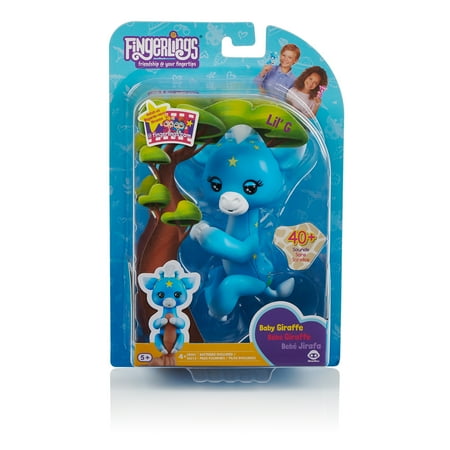 Fingerlings Baby Giraffe - Lil' G (Blue) - Friendly Interactive Toy by WowWee