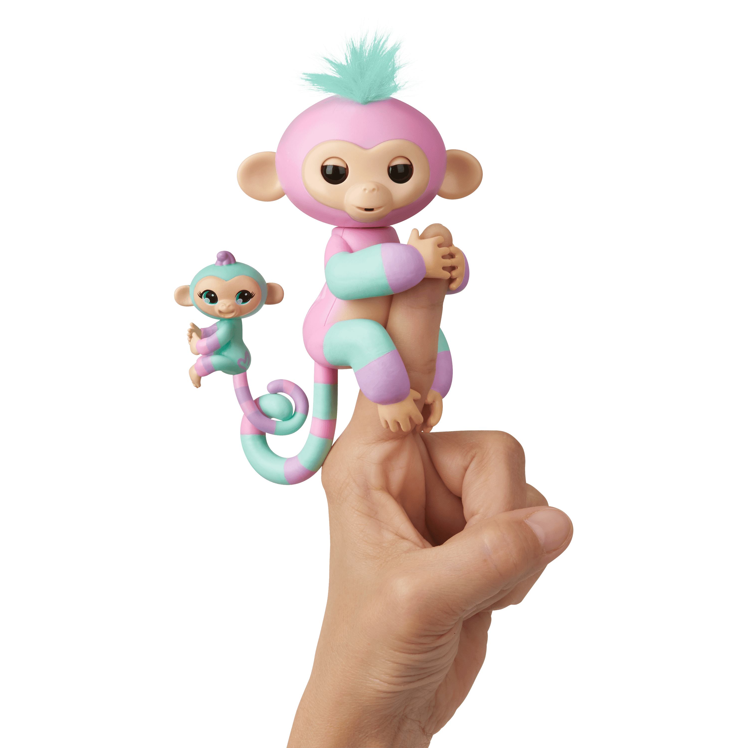 Fingerlings Baby Monkey & Mini BFFs - Ashley & Chance (Pink-Turquoise) -  Interactive Baby Collectible Pet - By WowWee