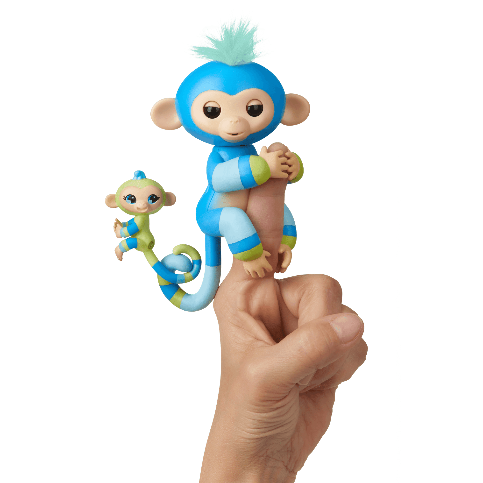 Fingerlings Baby Monkey & Mini BFFs - Billie & Aiden (Blue-Green) - Interactive Baby Collectible Pet - By WowWee