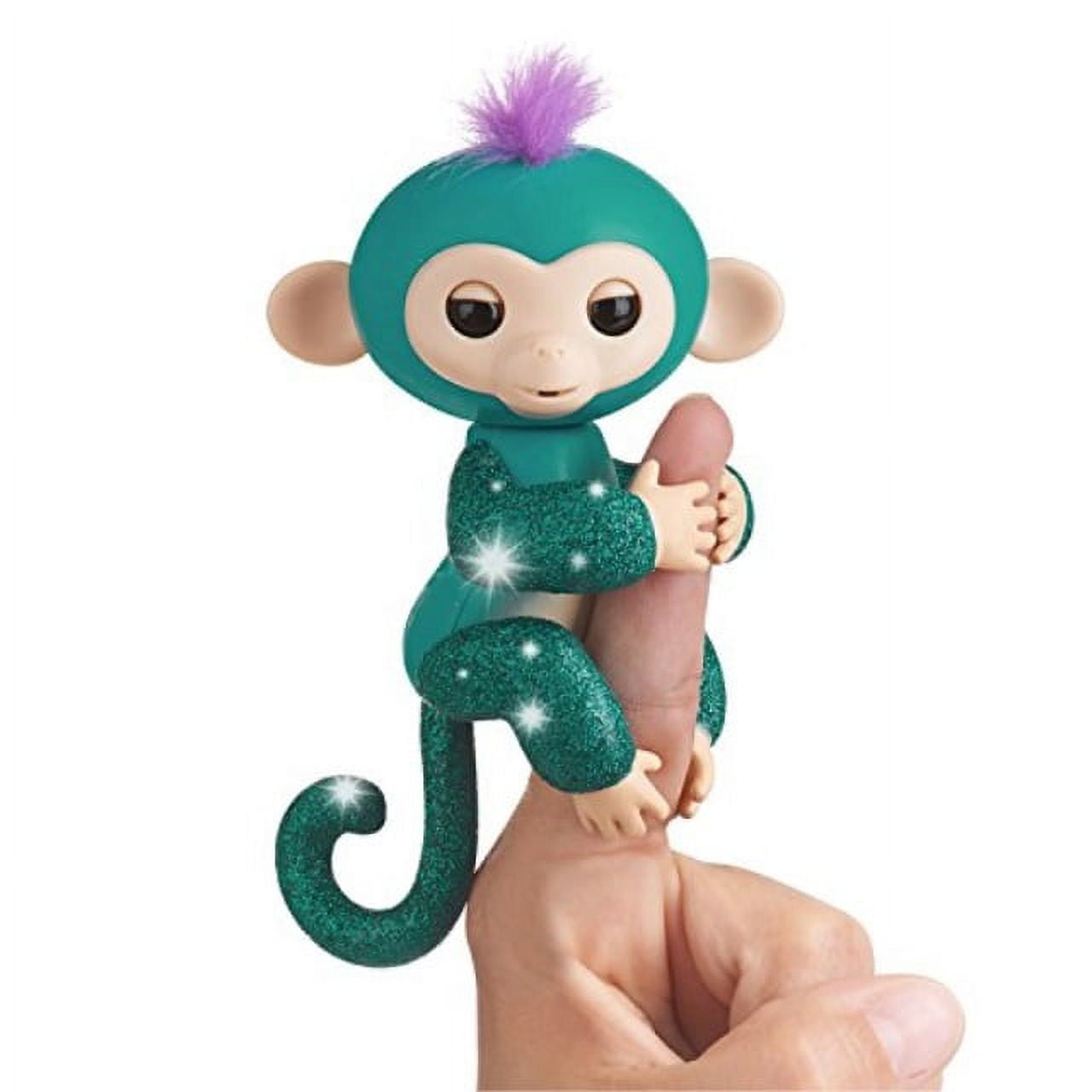 Fingerlings Glitter Monkey - Quincy - Teal Glitter - Interactive Baby Pet - By WowWee ( Exclusive)