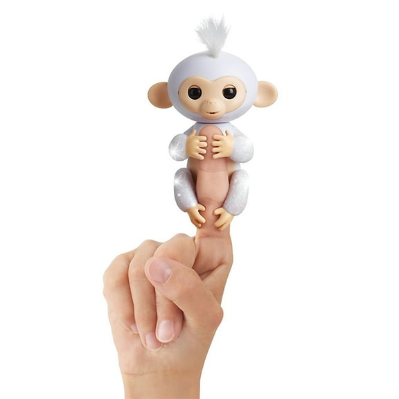 Fingerlings Glitter Monkey - Sugar (White Glitter) - Interactive Baby Pet - By WowWee