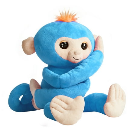 WowWee - Fingerlings HUGS BORIS - Friendly Interactive Plush Monkey Toy - Blue