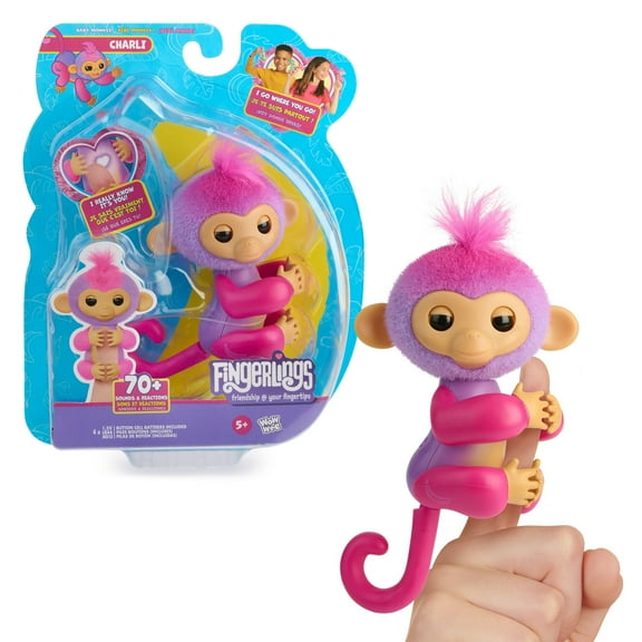 Fingerlings Interactive Baby Monkey Charli, 70+ Sounds & Reactions, Heart Lights Up, Fuzzy Faux Fur, Reacts to Touch (Ages 5+)