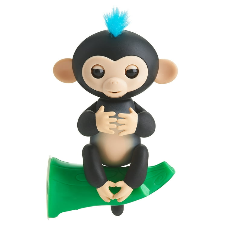 Fingerlings - Interactive Baby Monkey - Finn (Black with Blue Hair) By  WowWee
