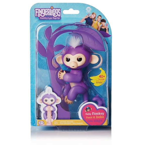 Fingerlings - Interactive Baby Monkey - Mia (Purple with White Hair) By WowWee