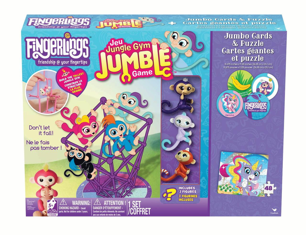 Fingerlings Jungle Gym Jumble Game, Jumbo Cards, and 48Piece Puzzle
