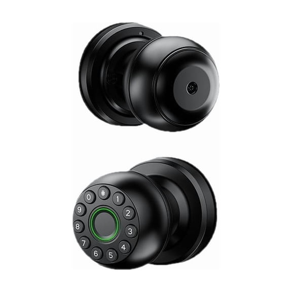 Fingerprint Door Lock | App Available But Not Required | Keypad Door Knob with Real Buttons | Smart Fingerprint Door Knob for Bedroom, Office, and Apartment