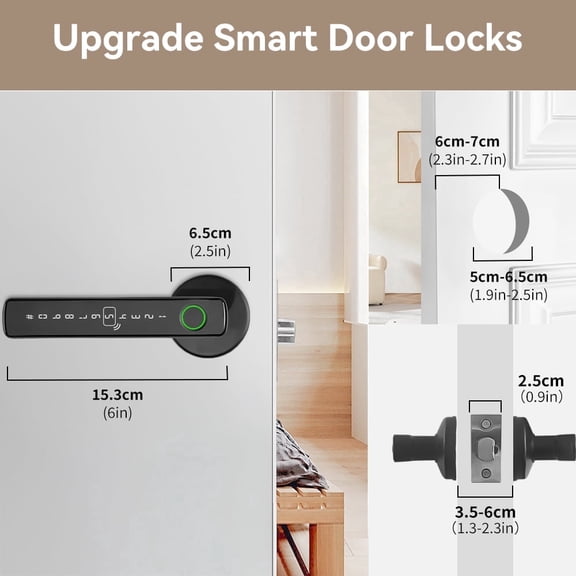 Fingerprint Door Lock Biometric Door Knob with Keypad Keyless Entry, Door Locks for Bedrooms, Home Hotel Office Apartment