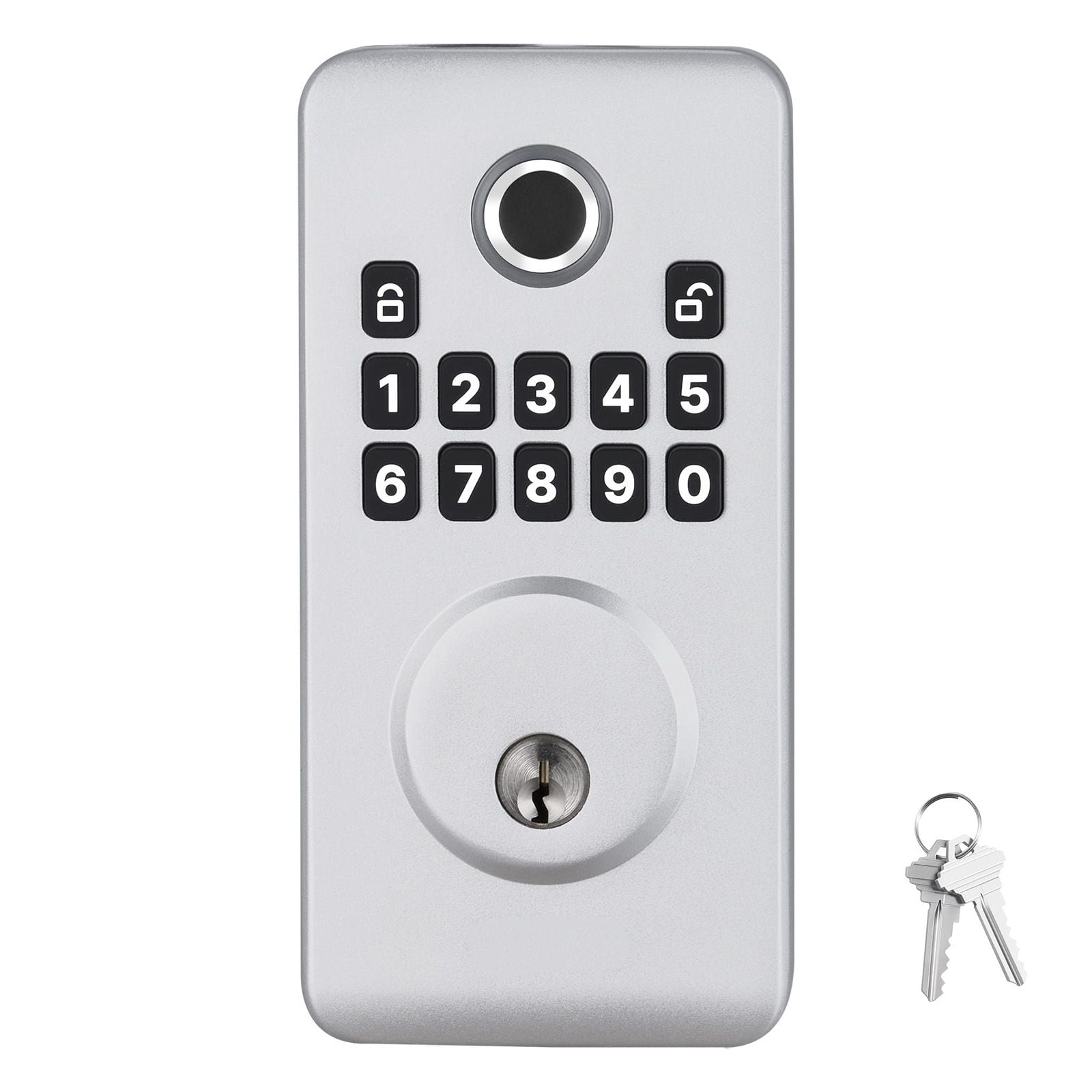 Fingerprint Door Lock, Electronic Biometric Deadbolt with Easy-Grip Design, Auto Locking, One-Time Code, Anti-Peeping, Keyless Entry for Home Apartment Silver