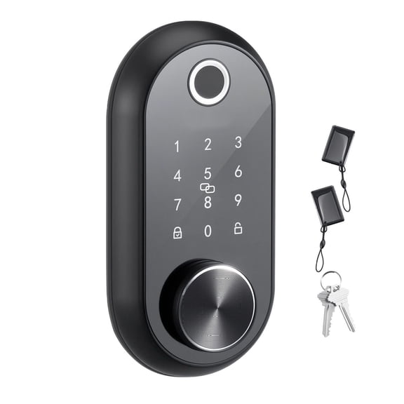 Fingerprint Door Lock - Electronic Biometric Deadbolt with Touchscreen, Auto-Lock, Keyless Entry - Anti-Peeking, One-Time Passcode, IC Card - Home/Apartment