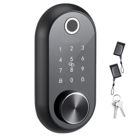 Fingerprint Door Lock, Electronic Biometric Deadbolt with Touchscreen, Auto Locking, One-Time Code, Anti-Peeping, IC Cards, Easy Installation for Home Apartment