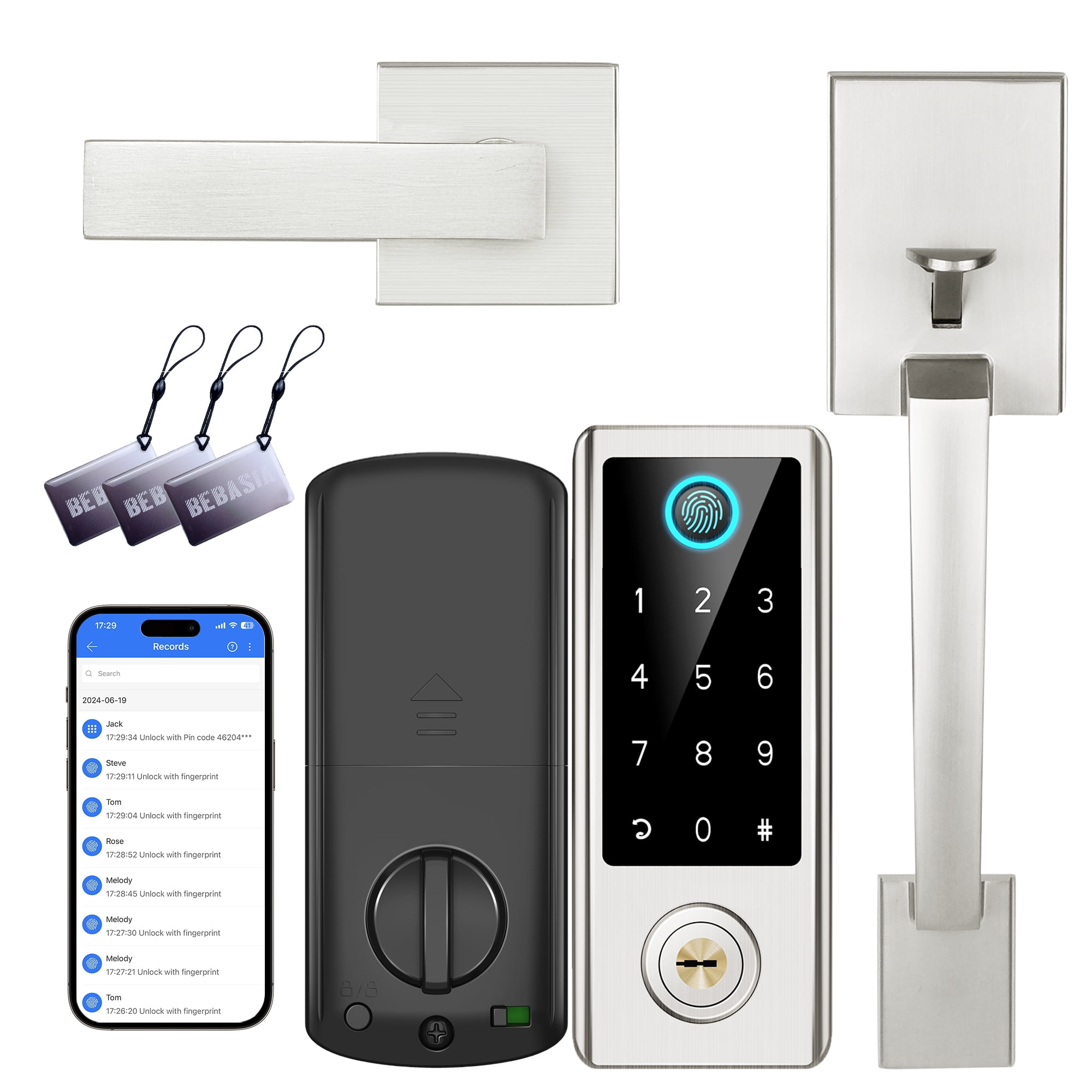 Fingerprint Door Lock with Handle Sets, BEBASIA Keyless Entry Door Lock ...