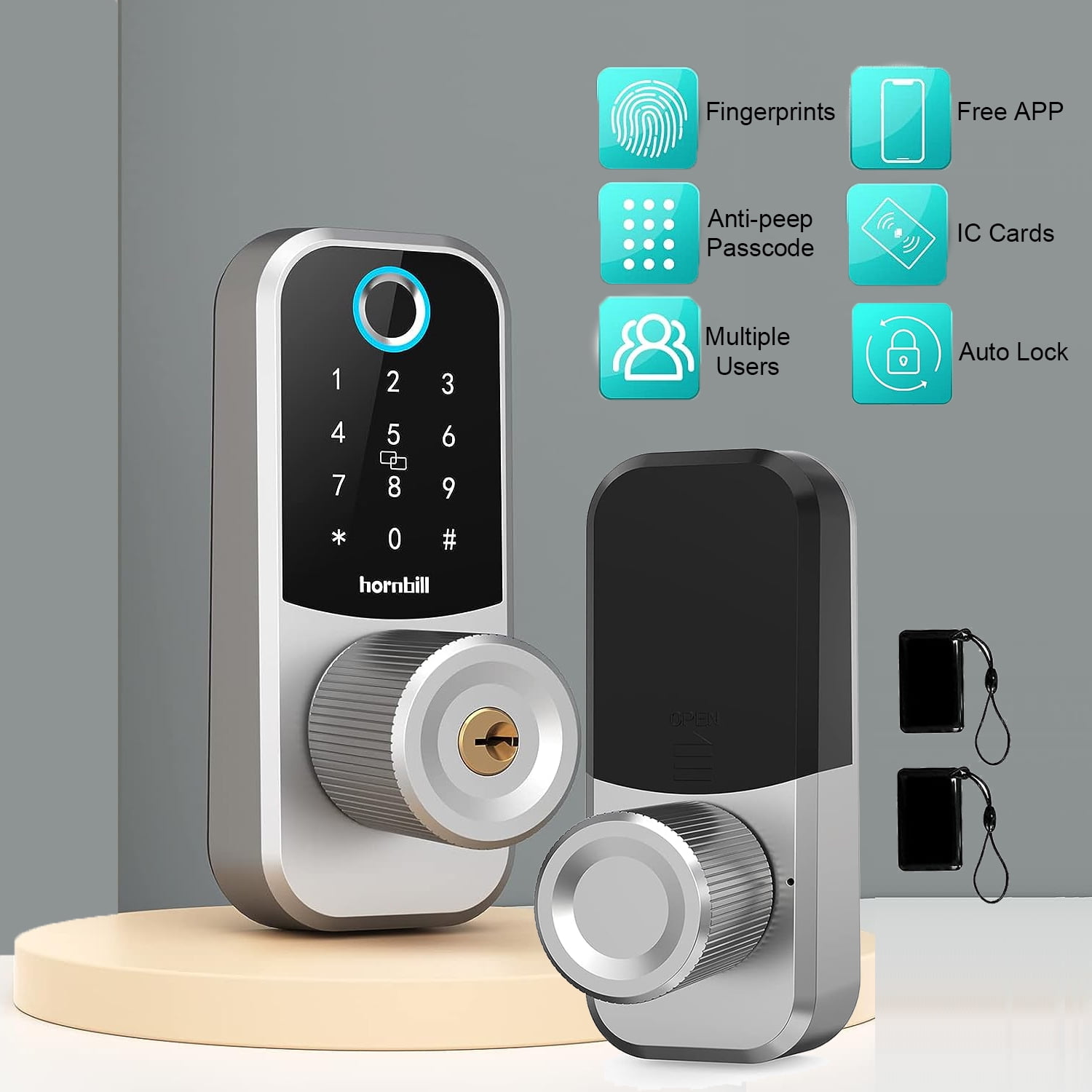 Hornbill Fingerprint Door Lock, Keyless Entry, Smart Deadbolt with