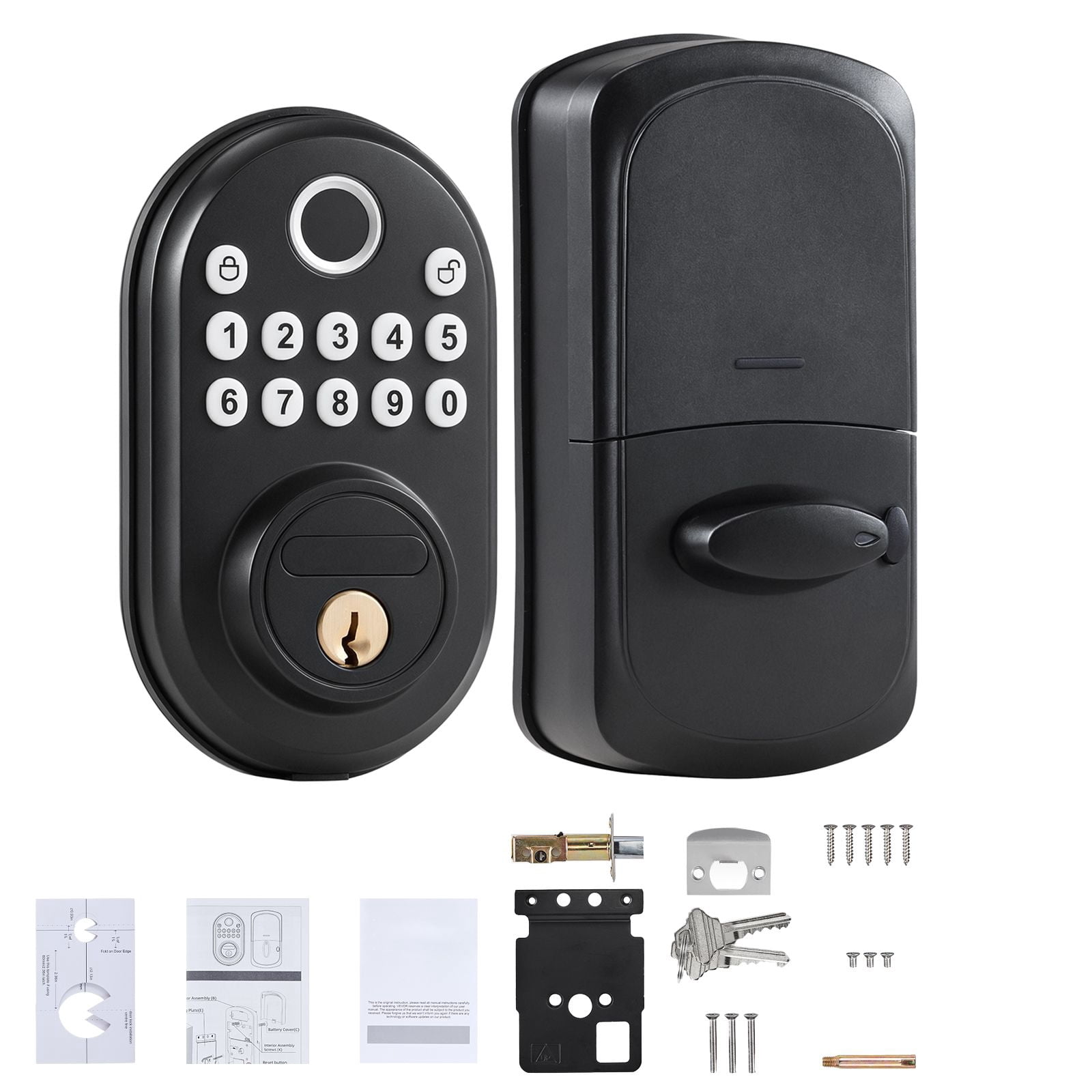 Fingerprint Door Lock, Keyless Entry with 50 Fingerprints and 100 Passcodes, Auto-Lock 5-69s, One-Time Code and Anti-Peeping, Waterproof Aluminum Alloy for Indoor Outdoor