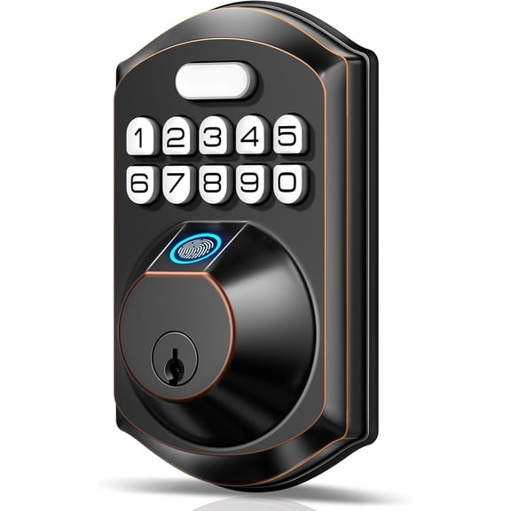Fingerprint Door Lock - Keyless Entry Door Lock - Electronic Keypad Deadbolt - Smart Locks for Front Door - Auto Lock - Easy Installation - Oil-Rubbed Bronze
