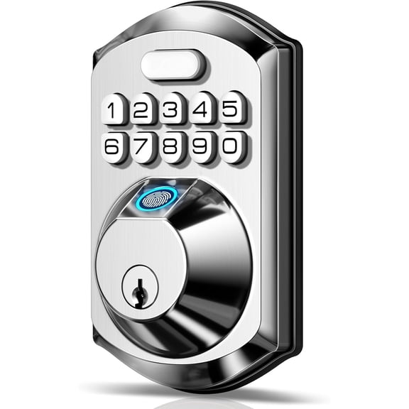 Fingerprint Door Lock - Keyless Entry Door Lock - Electronic Keypad Deadbolt - Smart Locks for Front Door - Auto Lock - Easy Installation - Satin Nickel