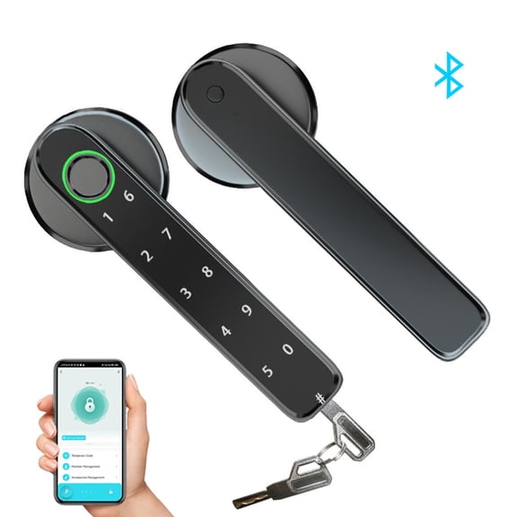 Fingerprint Door Lock Keyless Wooden Door Handle Digital Password Entry Multiple Unlock Methods Easy Install Secure for Home Apartment Office Bedroom Safety