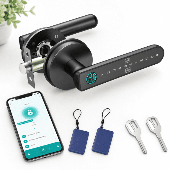 Fingerprint Door Lock Knob With 5 Unlock Options