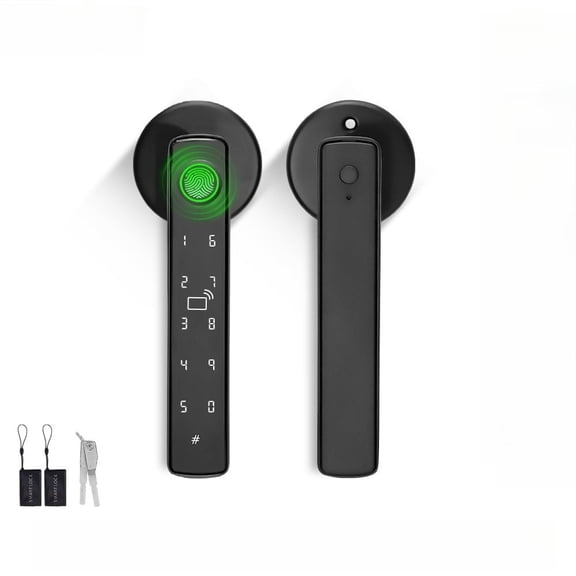 Fingerprint Door Lock — Smart Door Handle & Biometric Lock Featuring A Keypad and IC Card Support for Keyless Entry; Suitable for Bedrooms, Homes, Hotels, Offices, and Apartments.
