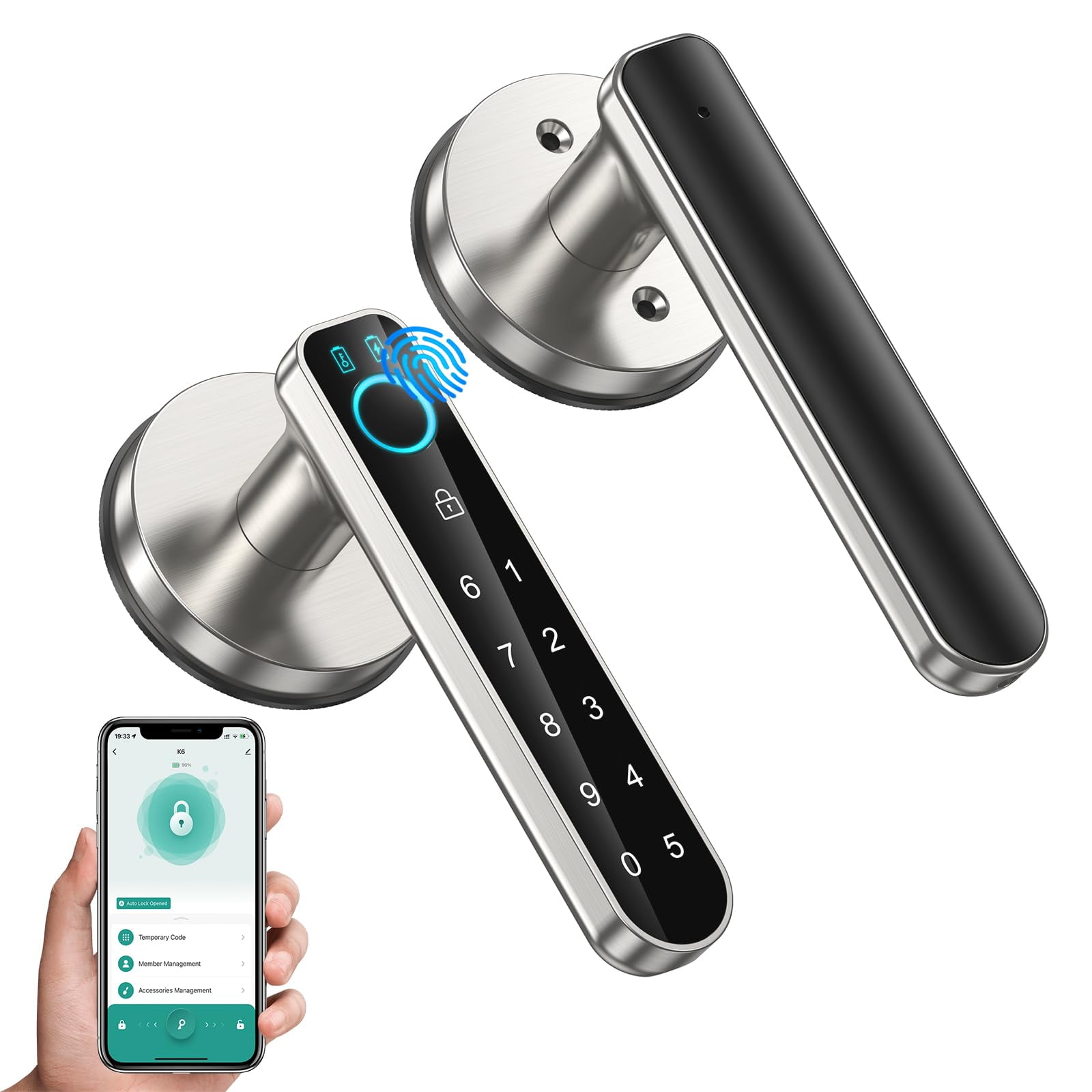 Image showcasing Fingerprint Door Lock-Smart Door knob,biometric Door Lock，with passcode ...