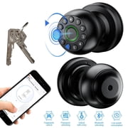 Fingerprint Door Lock, Smart Fingerprint Door Handle with Keypad and App, Keyless Door Handle with Lock for Bedroom, Home, Office - Matte Black (Battery Not Inc