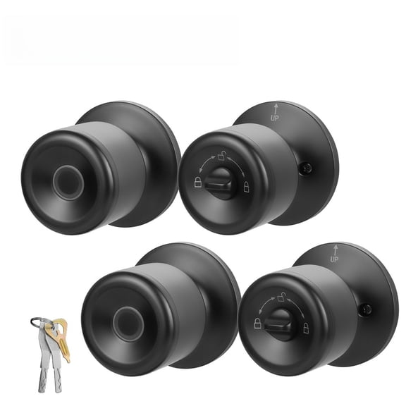 Fingerprint Door Lock, Smart Fingerprint DoorKnob with Lock, Biometric Door knob with AppControl & Key, Keyless Thumbprint Entry DoorLock for Bedroom, Front Door, Home, ApartmentOffice-Matte Black