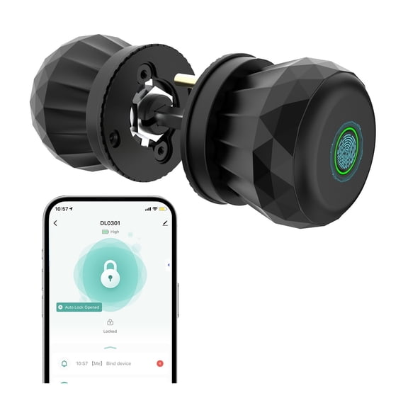 Fingerprint Door Lock Smart Knob, Biometric Keyless Entry for Home Offices Front with App Control ,Easy Installation