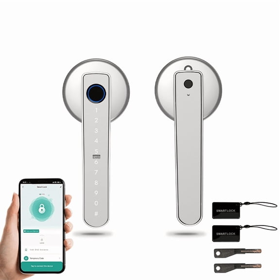 Keyless Entry Fingerprint Door Knob, Smart Biometric Door Lock with Keypad Passcode Door Knob with Auto-Lock for Front Door, Bedroom, Gate & Office