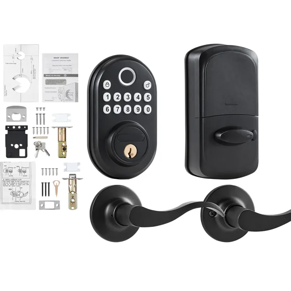 Fingerprint Door Lock with Keypad and Key Access,One-Time Anti-Peeking Password,Constant Unlock Mode,Durable Aluminum Alloy Deadbolt for Entry Doors